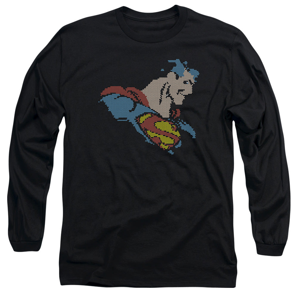 Dc Lite Brite Superman Mens Long Sleeve Shirt Black Officially Licensed