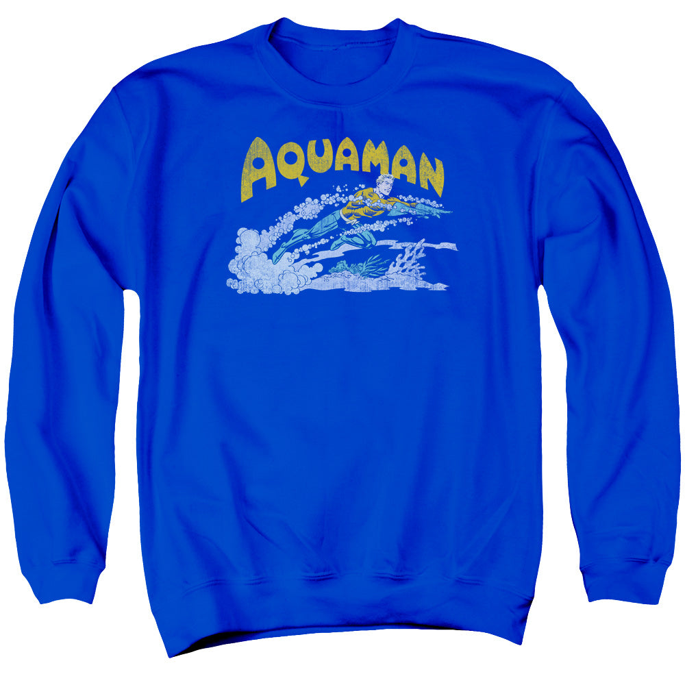 DC Comics Aqua Swim Mens Crewneck Sweatshirt Royal Blue Officially Licensed