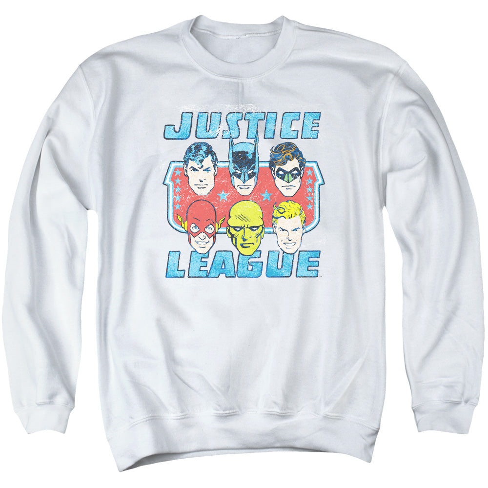 Dc Faces Of Justice Mens Crewneck Sweatshirt White