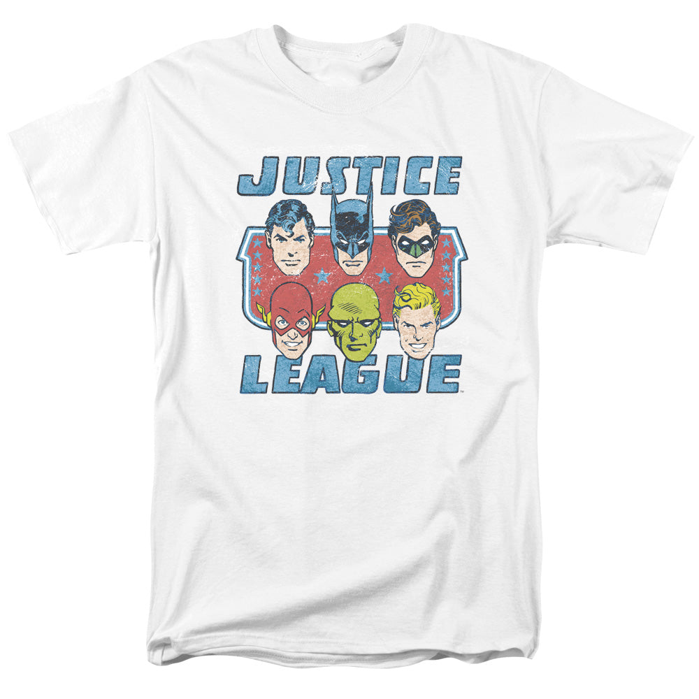 DC Comics Faces of Justice Mens T Shirt White Officially Licensed