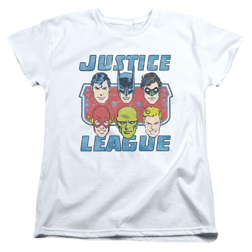 DC Comics Faces of Justice Womens T Shirt White Officially Licensed