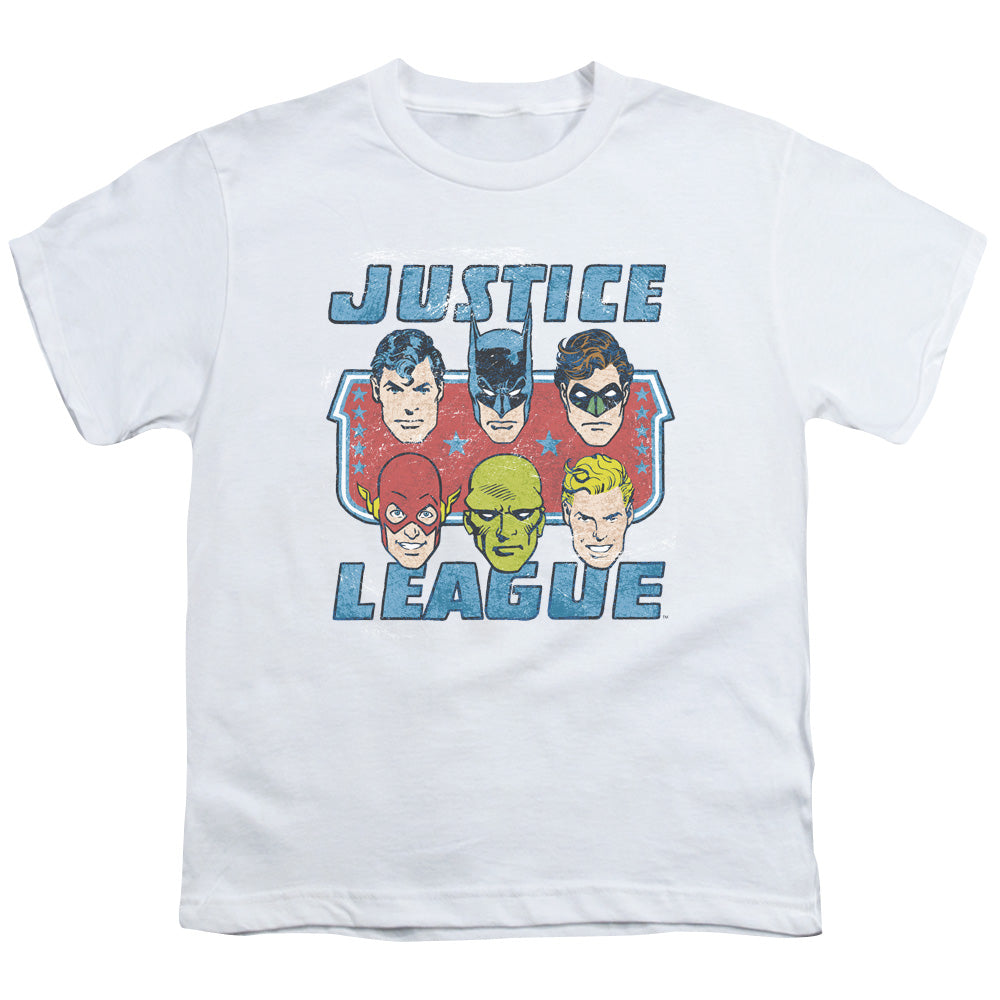 DC Comics Faces of Justice Kids Youth T Shirt White Officially Licensed