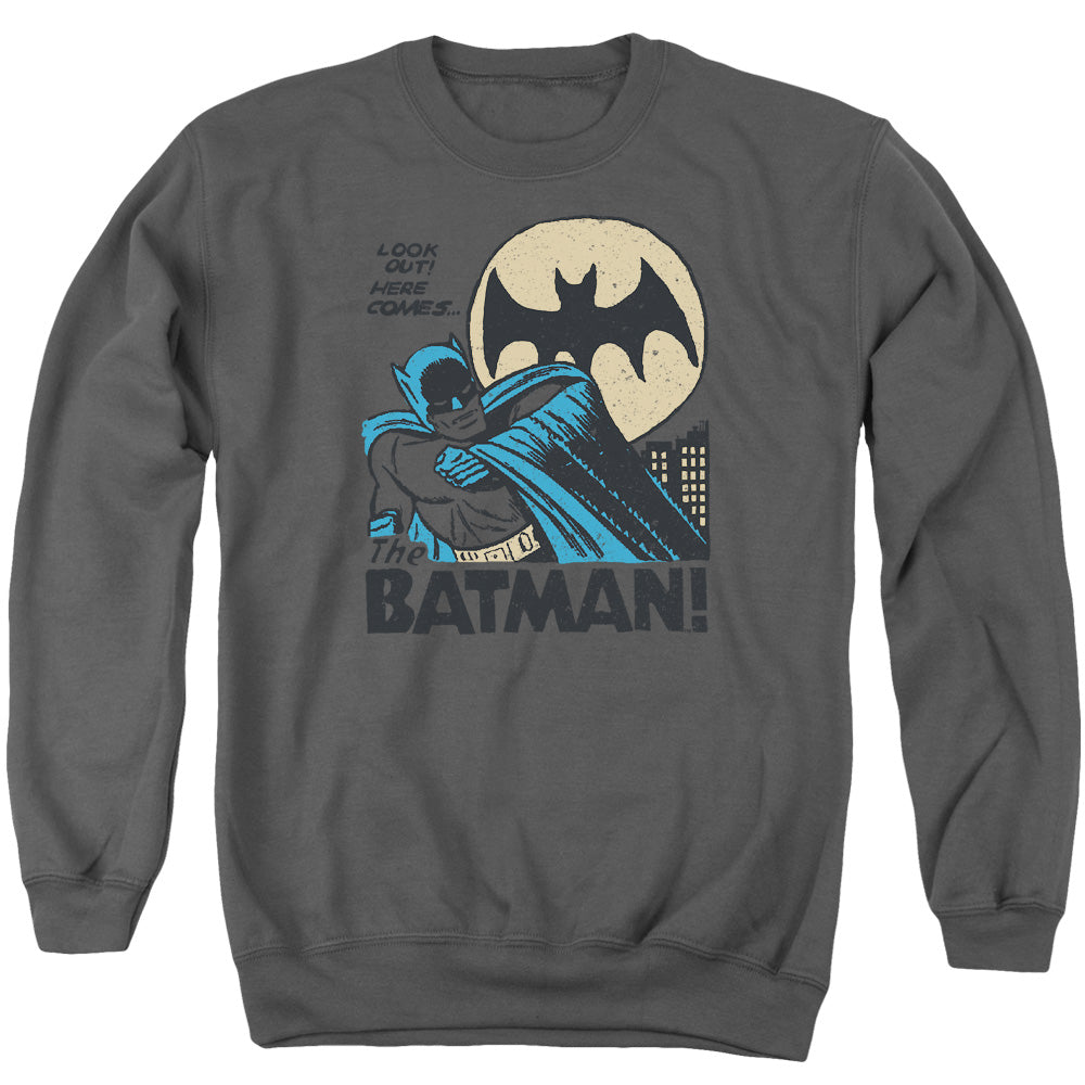 DC Comics Look Out Mens Crewneck Sweatshirt Charcoal Officially Licensed