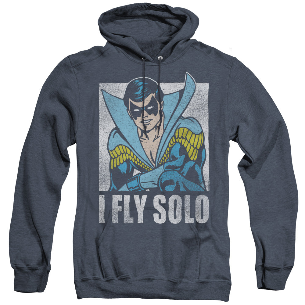 DC Comics Fly Solo Heather Mens Hoodie Navy Blue Officially Licensed