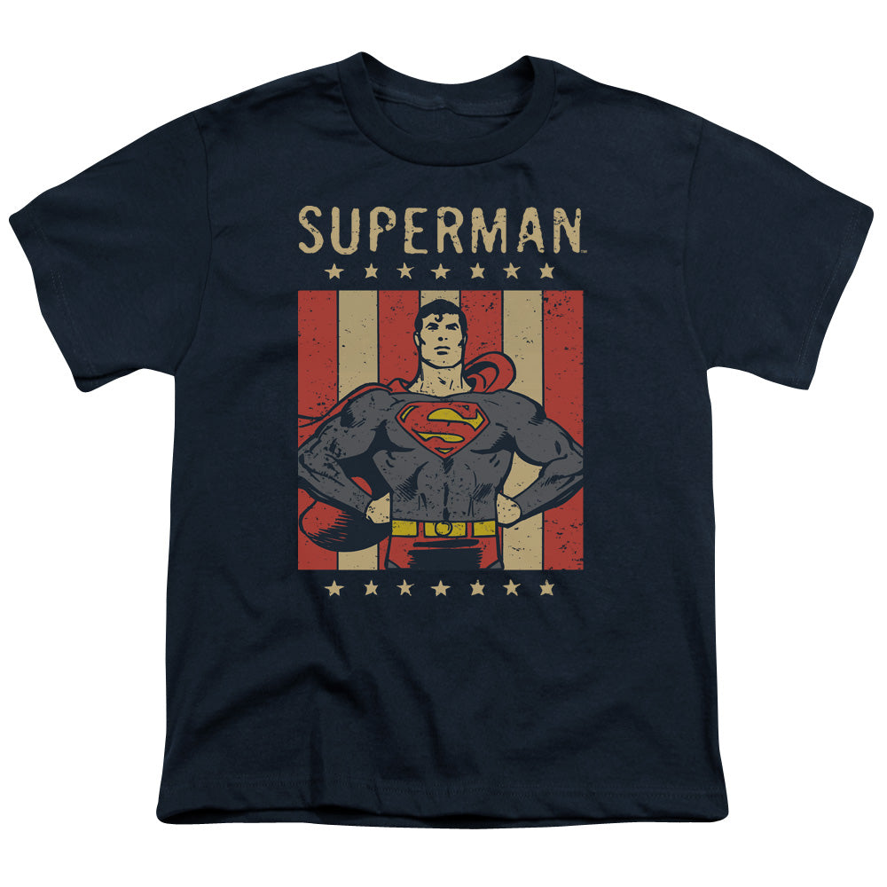 DC Comics Retro Liberty Kids Youth T Shirt Navy Blue Officially Licensed