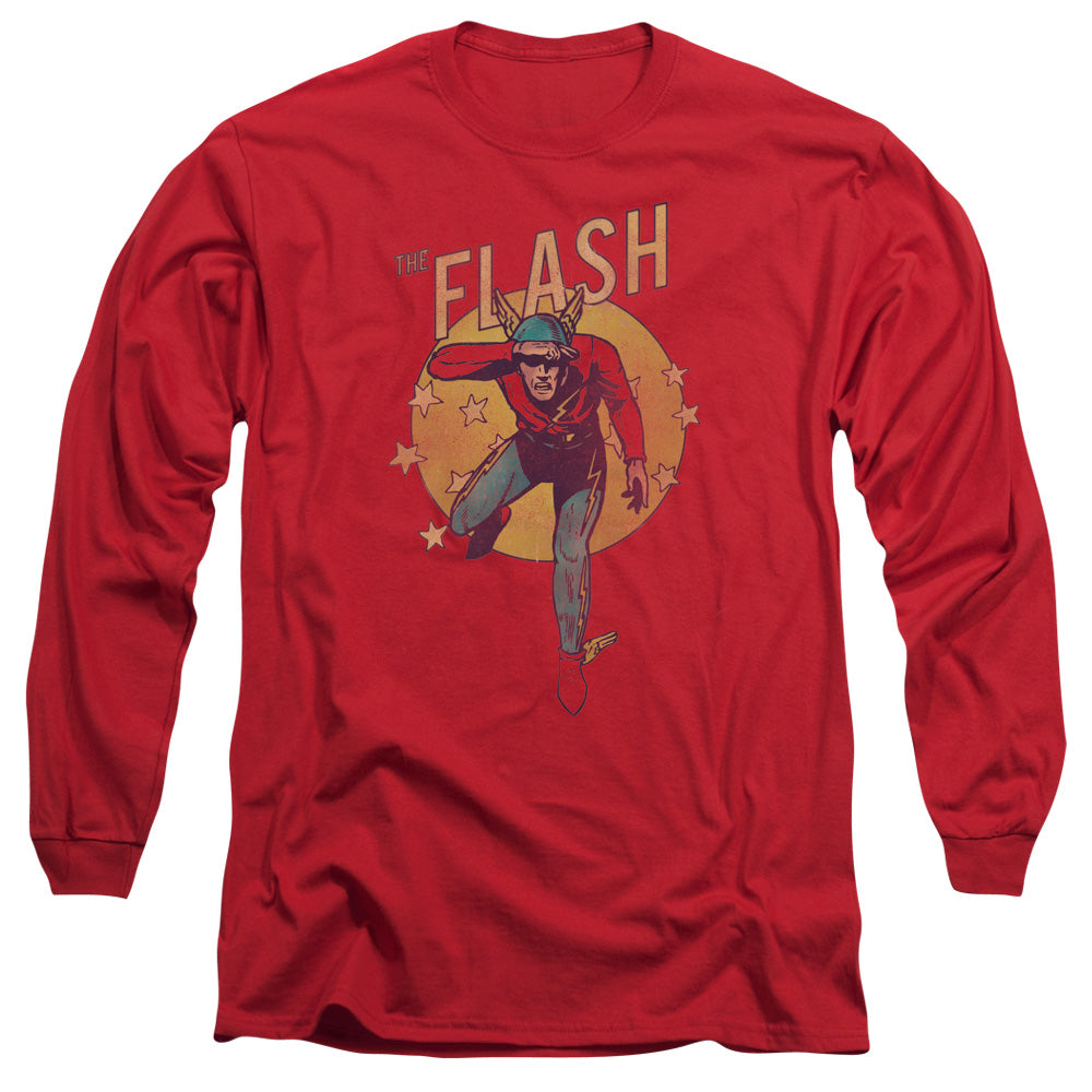 Dc Flash Circle & Stars Mens Long Sleeve Shirt Red Officially Licensed