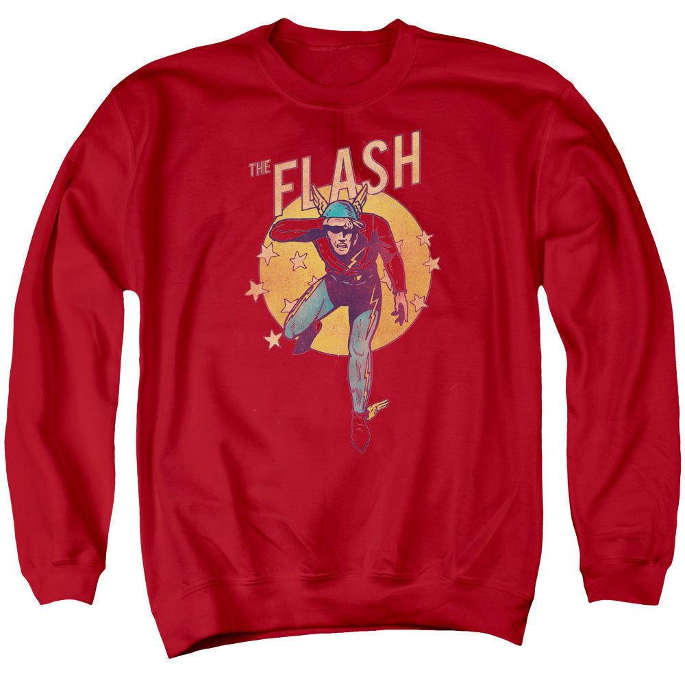 DC Comics Flash Circle & Stars Mens Crewneck Sweatshirt Red Officially Licensed