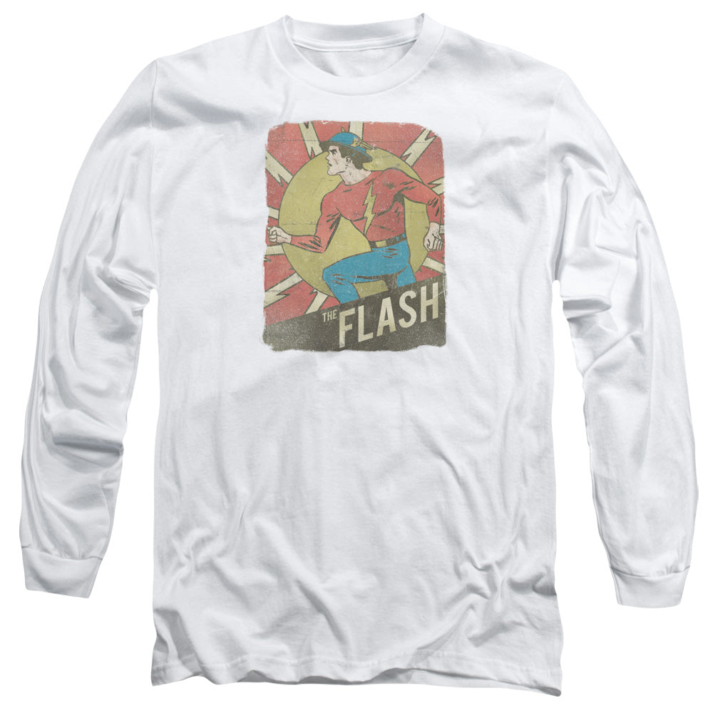 Dc Flash Tattered Poster Mens Long Sleeve Shirt White Officially Licensed