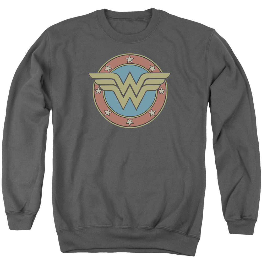 DC Comics Ww Vintage Emblem Mens Crewneck Sweatshirt Charcoal Officially Licensed