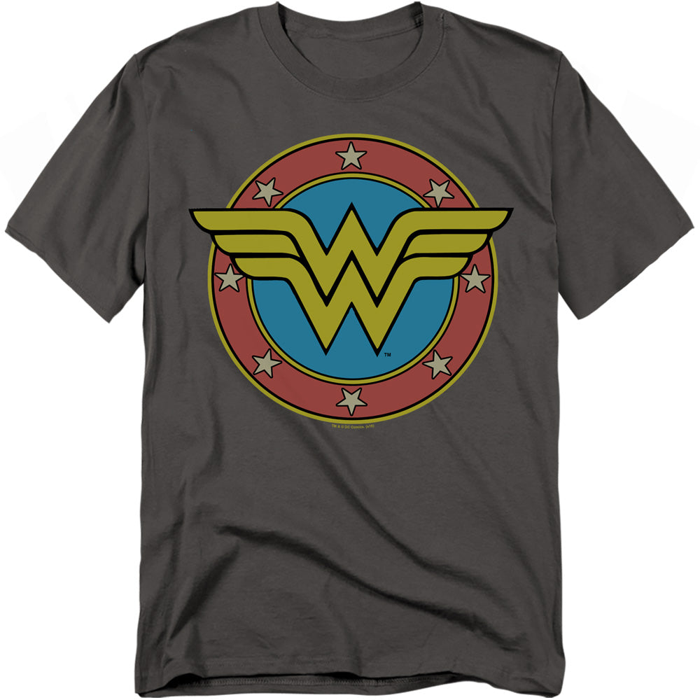 Dc Ww Vintage Emblem Mens T Shirt Charcoal Officially Licensed