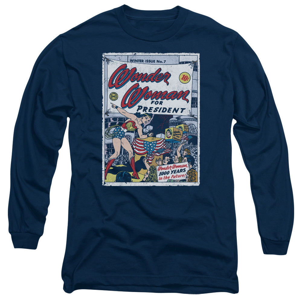 Dc Ww For President Mens Long Sleeve Shirt Navy Officially Licensed