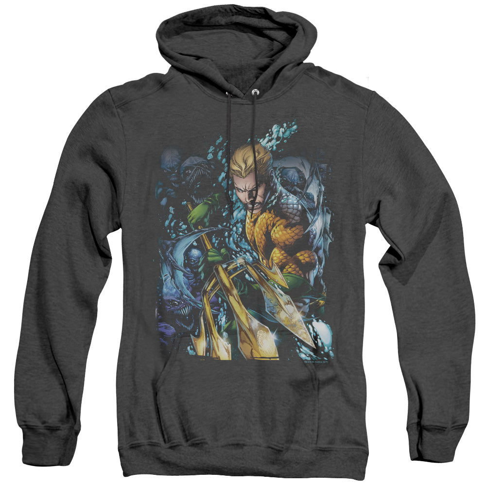 Jla Aquaman #1 Heather Mens Hoodie Black Officially Licensed