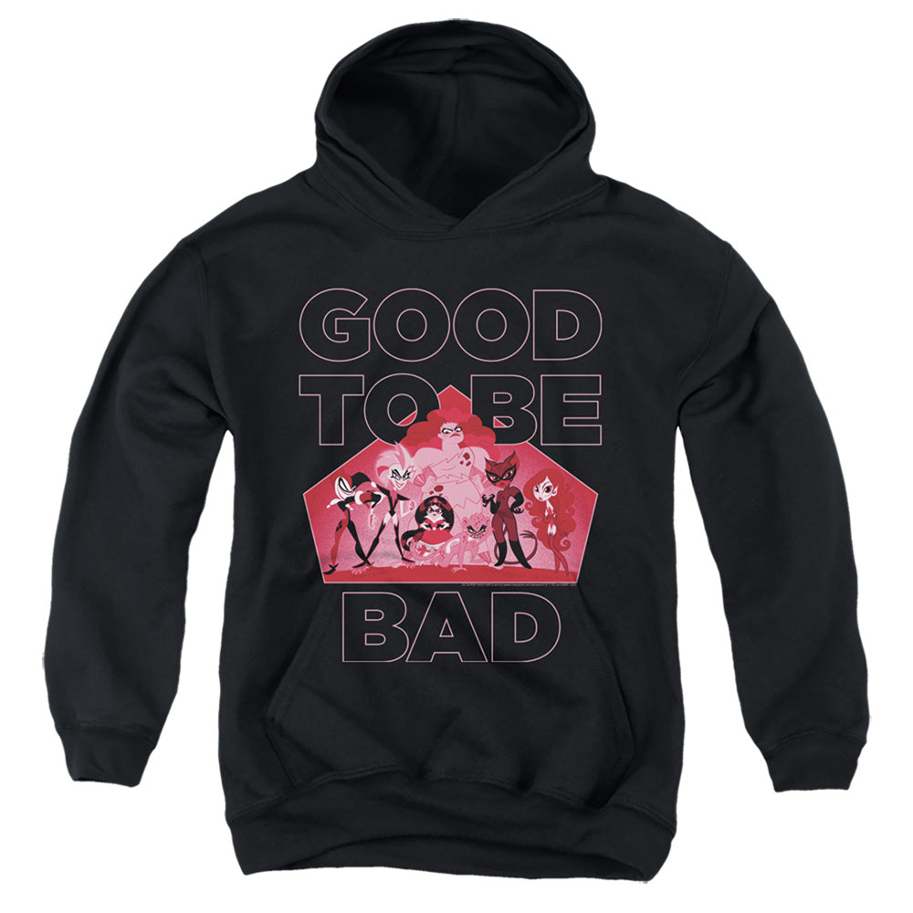 Dc Superhero Girls Good to Be Bad Kids Youth Hoodie Black Officially Licensed