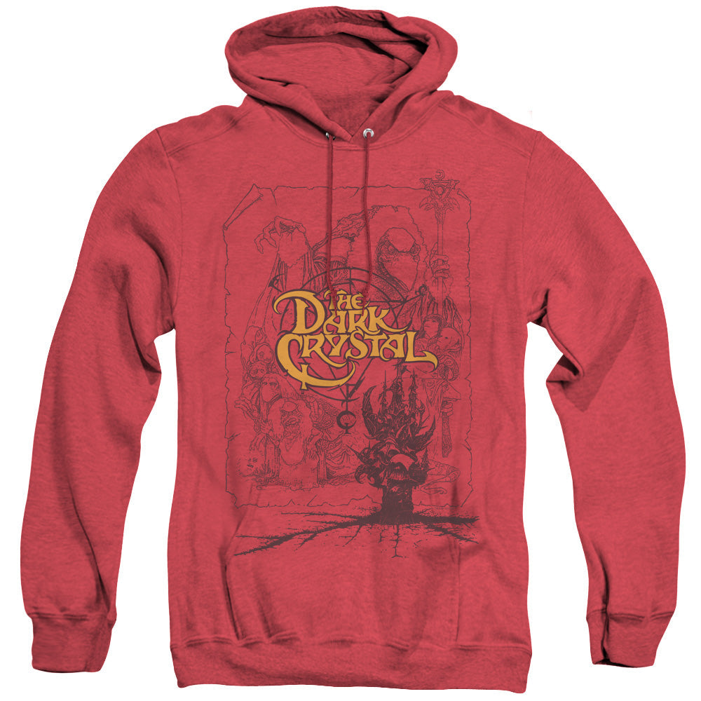 Dark Crystal Poster Lines Heather Mens Hoodie Red Officially Licensed
