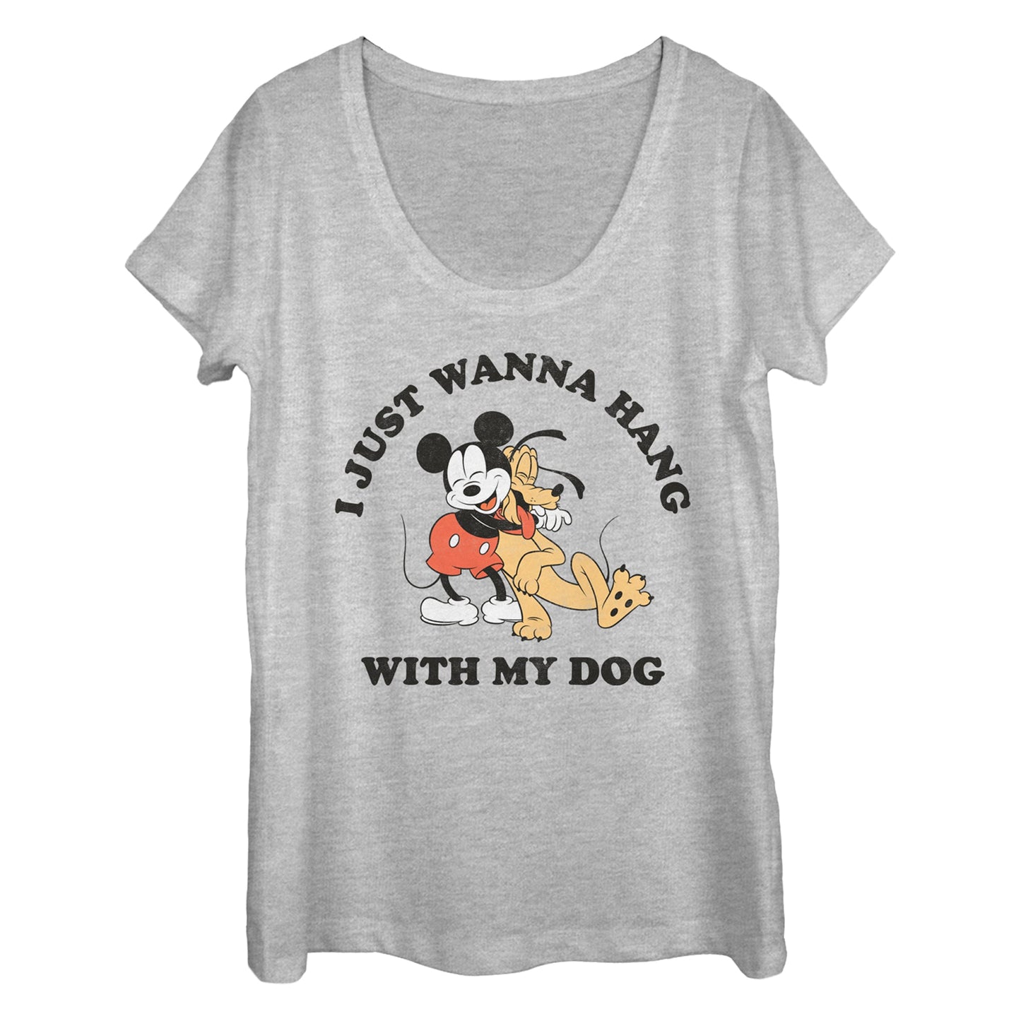 Disney Mickey Dog Fill Lover Scoop Neck Womens T Shirt