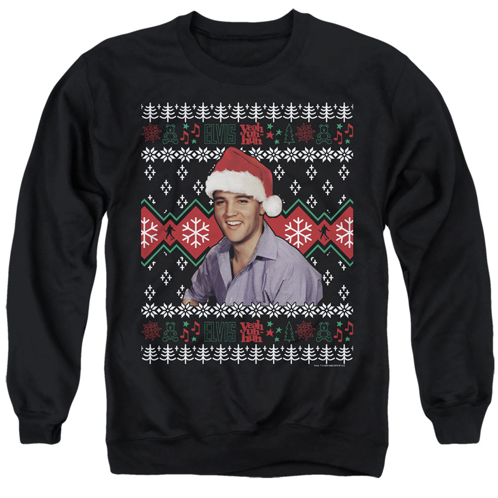 Elvis Ugly Christmas Sweater Mens Crewneck Sweatshirt Black