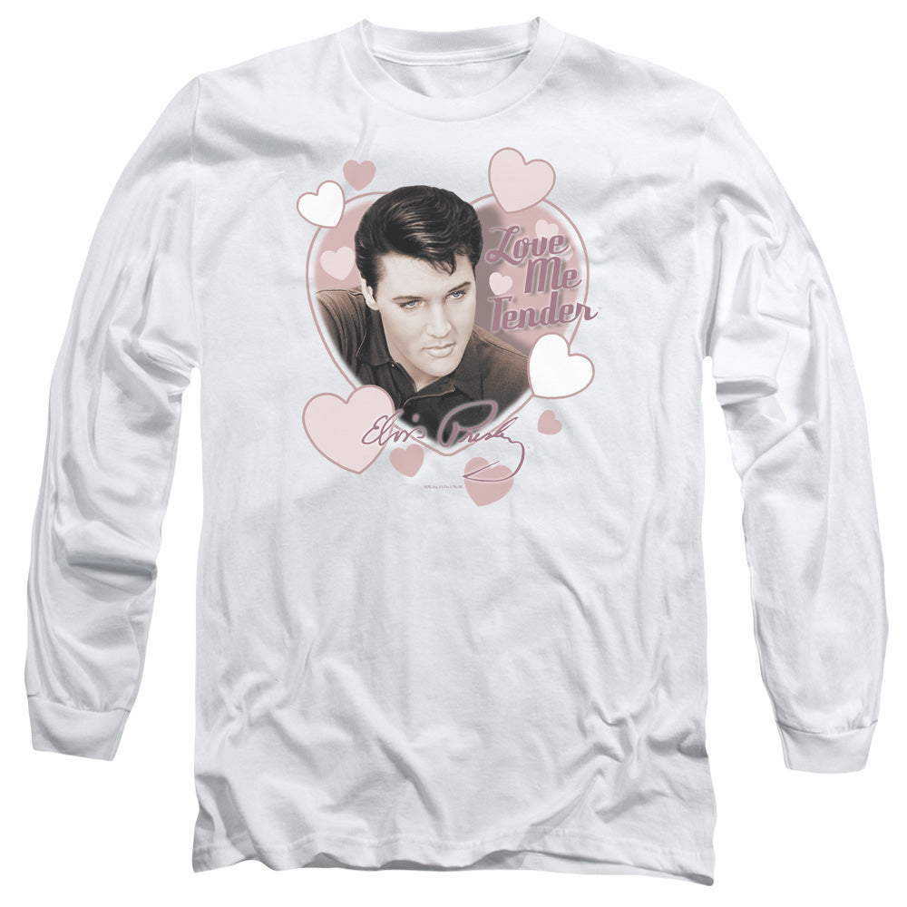 Elvis Presley Love Me Tender Mens Long Sleeve Shirt White Officially Licensed Officially Licensed