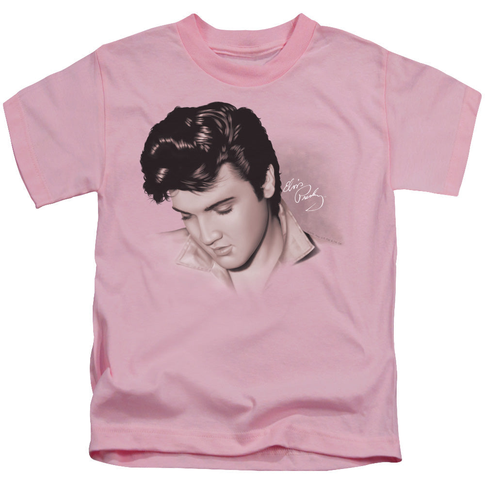 Elvis Presley Looking Down Juvenile Kids Youth T Shirt Pink Officially Licensed