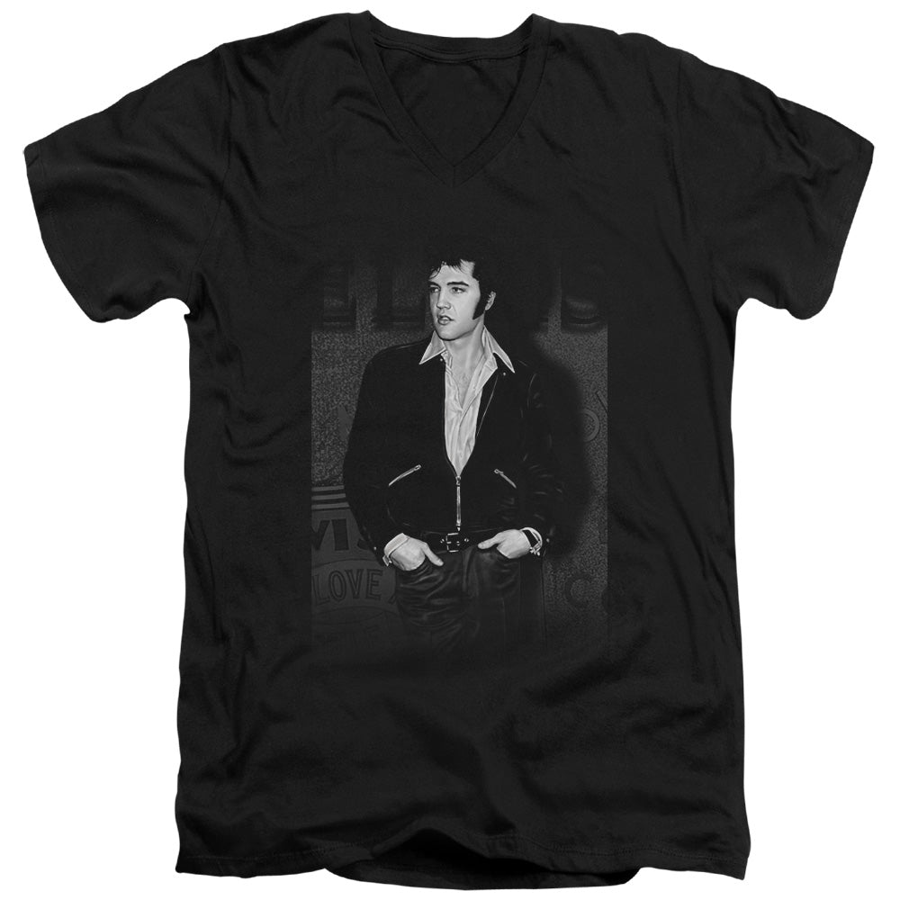Elvis Presley Just Cool Mens Slim Fit V-Neck T Shirt Black Officially Licensed
