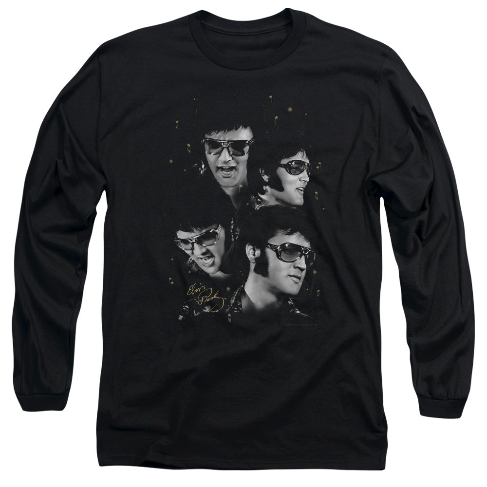 Elvis Presley Faces Mens Long Sleeve Shirt Black Officially Licensed Officially Licensed