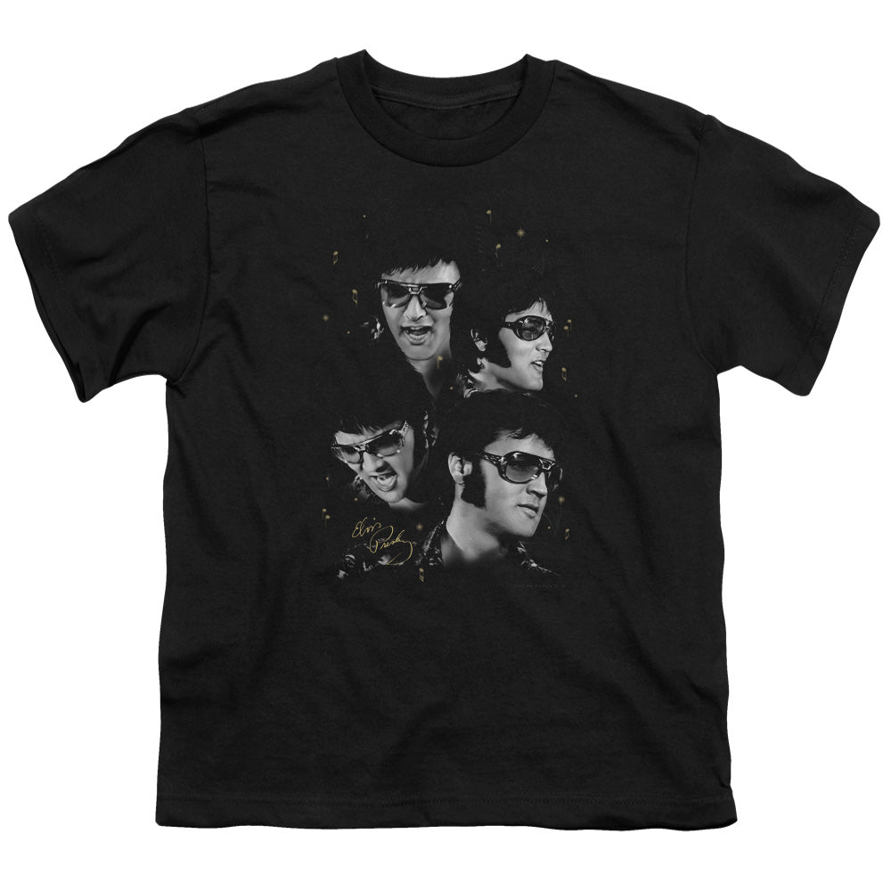 Elvis Presley Faces Kids Youth T Shirt Black Officially Licensed