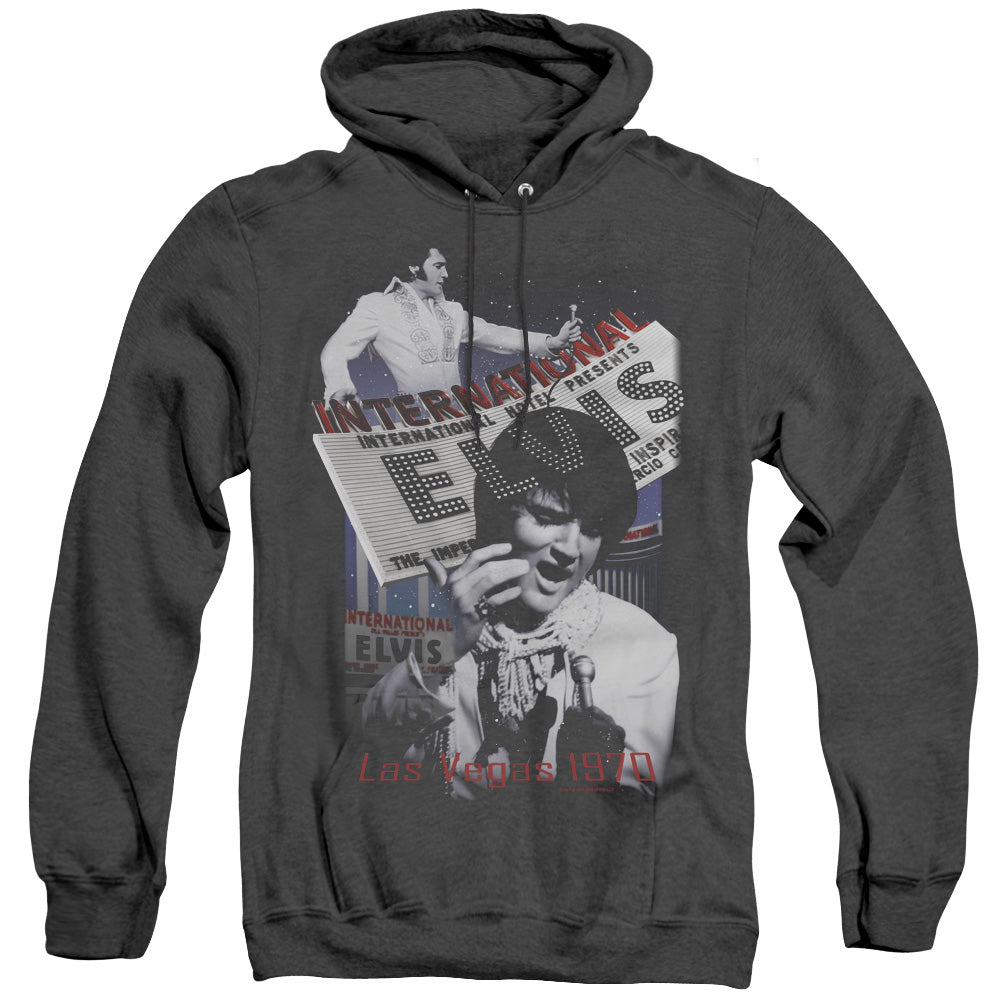 Elvis Presley International Hotel Mens Heather Hoodie Black Officially Licensed