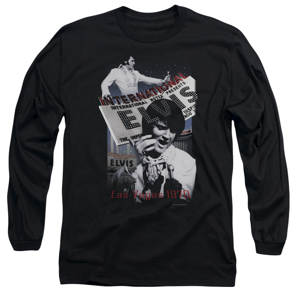 Elvis Presley International Hotel Mens Long Sleeve Shirt Black Officially Licensed Officially Licensed
