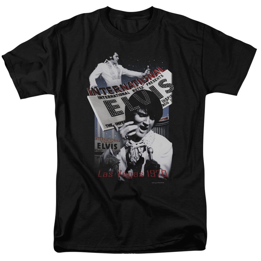 Elvis Presley International Hotel Mens T Shirt Black Officially Licensed