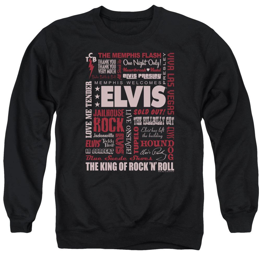 Elvis Presley Whole Lotta Type Mens Crewneck Sweatshirt Black