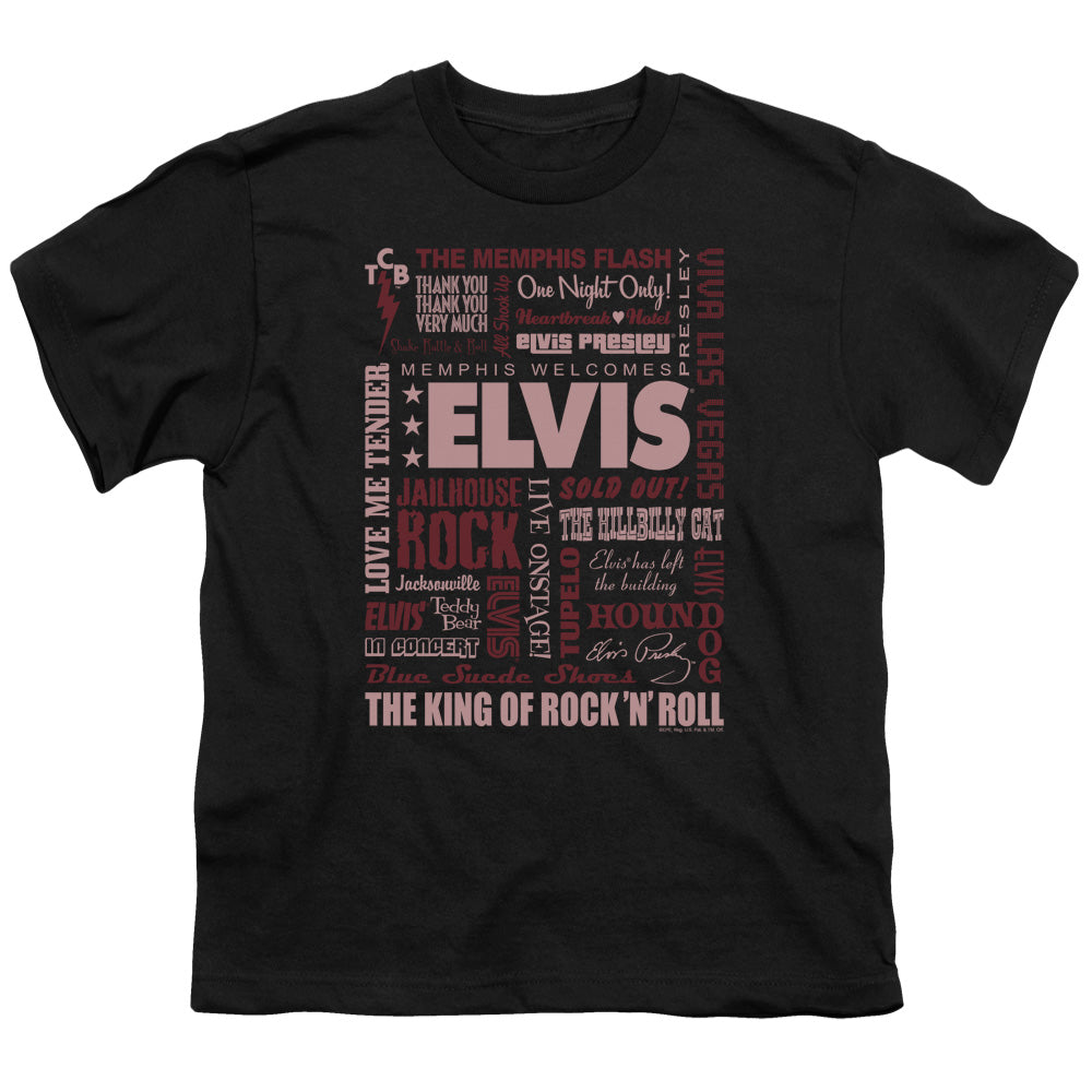 Elvis Presley Whole Lotta Type Kids Youth T Shirt Black Officially Licensed