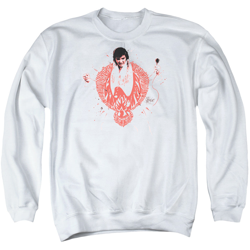 Elvis Presley Red Phoenix Mens Crewneck Sweatshirt White Officially Licensed