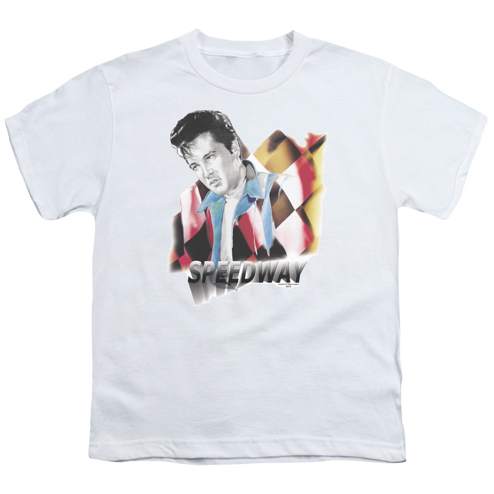 Elvis Presley Speedway Kids Youth T Shirt White Officially Licensed
