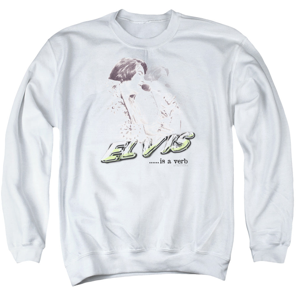 Elvis Presley Elvis Is A Verb Mens Crewneck Sweatshirt White