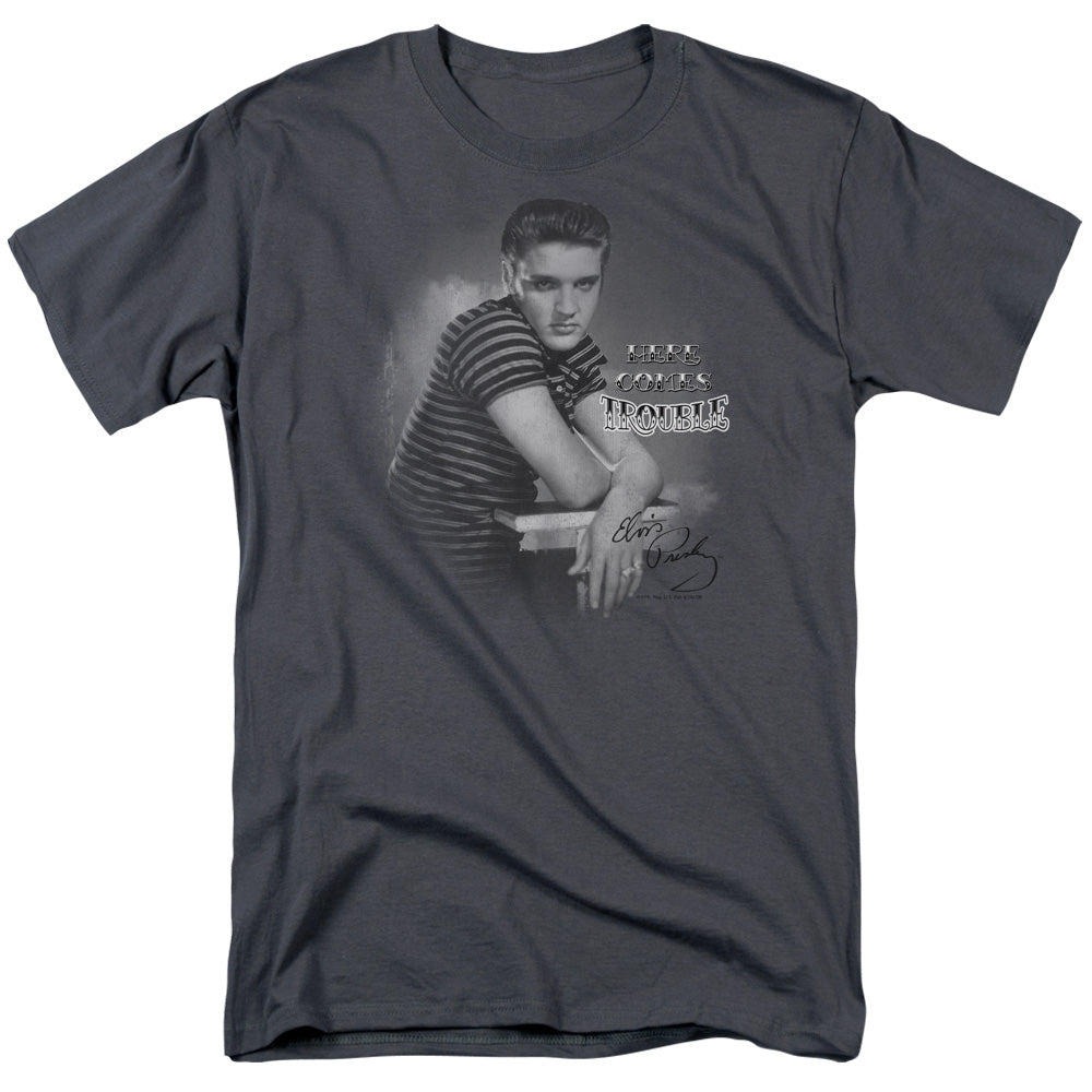 Elvis Presley Trouble Mens T Shirt Charcoal Officially Licensed