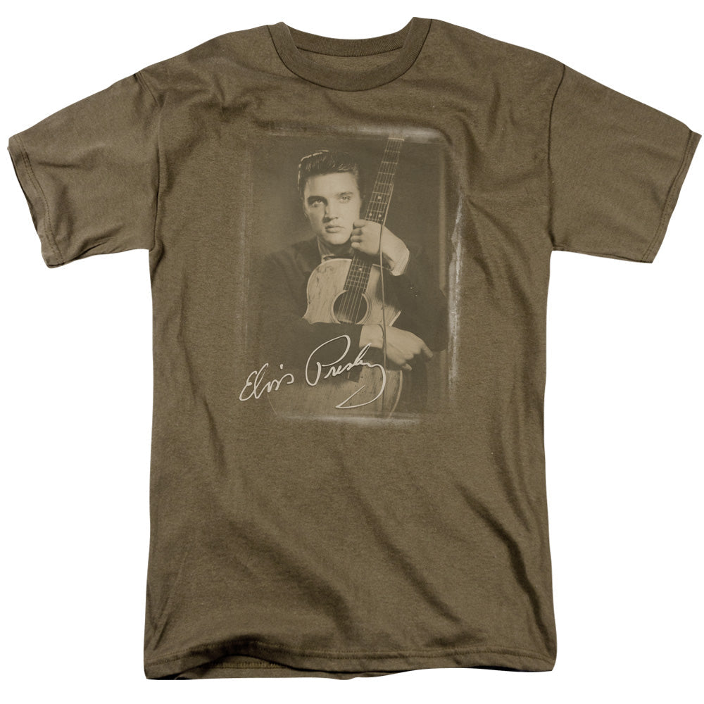 Elvis Presley Guitar Man Mens T Shirt Safari Green Officially Licensed