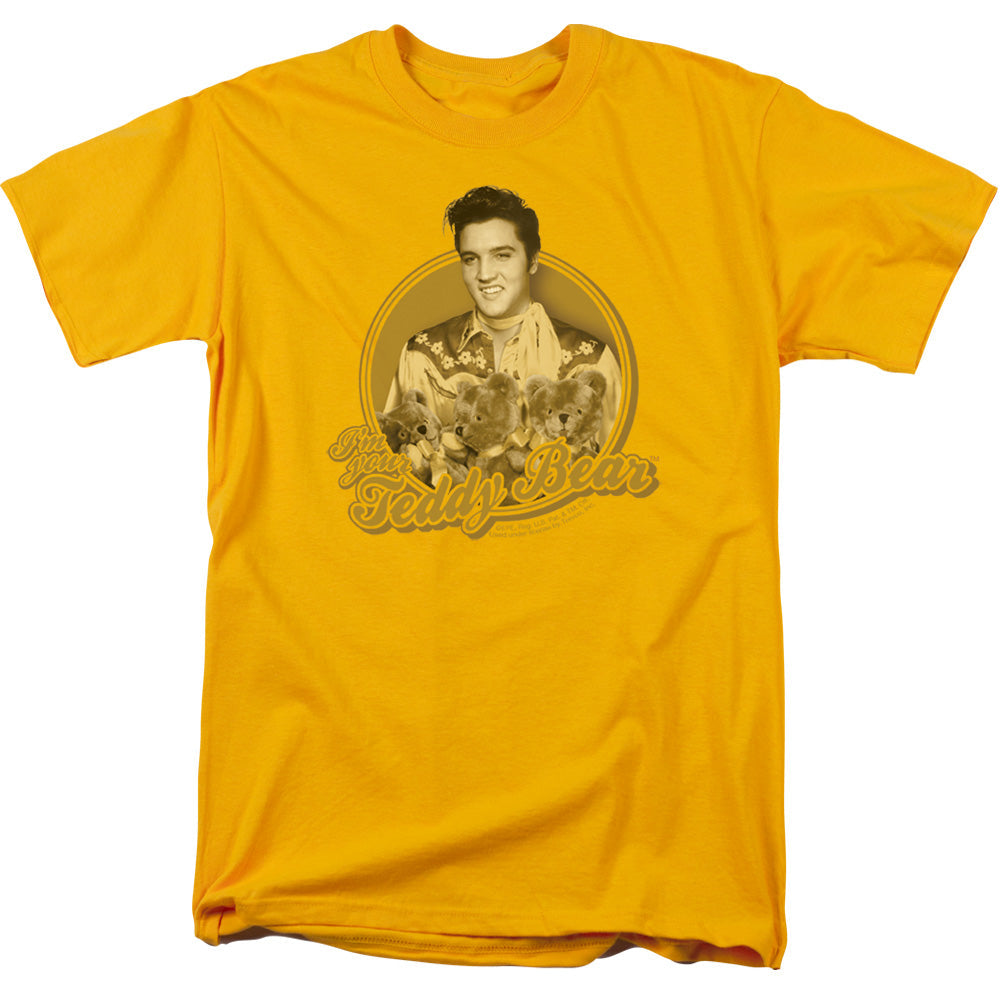 Elvis Presley Teddy Bear Mens T Shirt Gold Officially Licensed