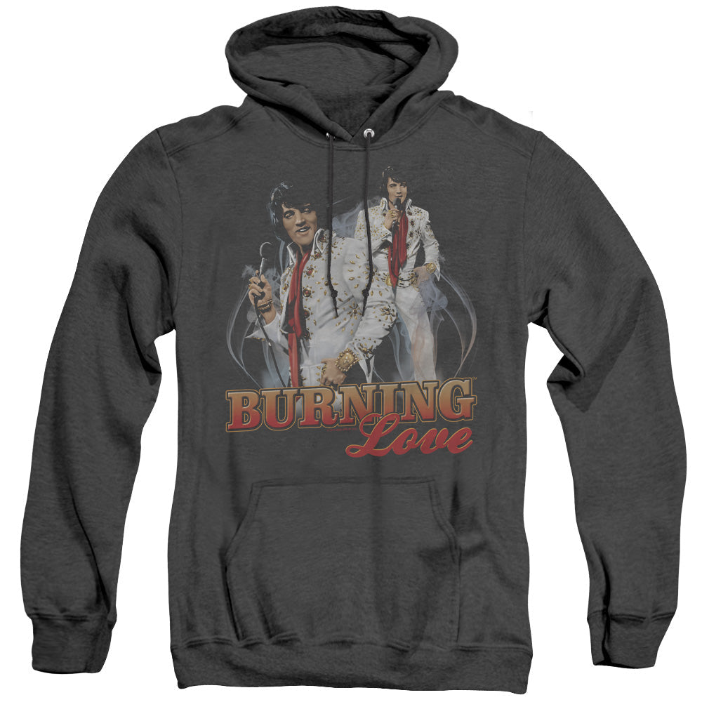 Elvis Presley Burning Love Heather Mens Hoodie Black Officially Licensed