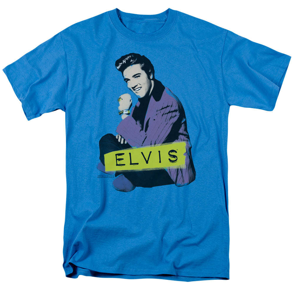Elvis Presley Sitting Mens T Shirt Turquoise Officially Licensed