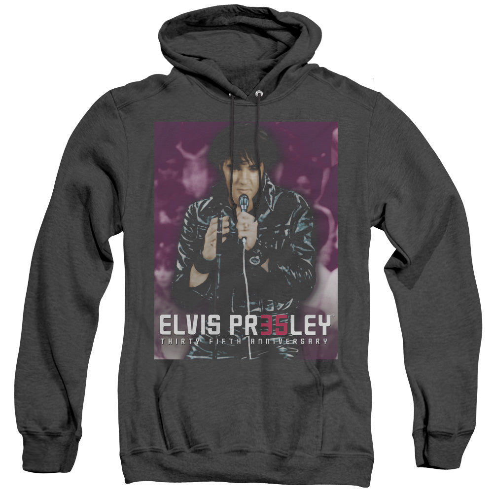 Elvis Presley 35 Leather Heather Mens Hoodie Black Officially Licensed