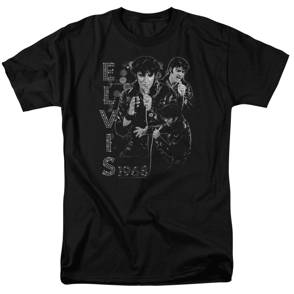 Elvis Presley Leathered Mens T Shirt Black Officially Licensed