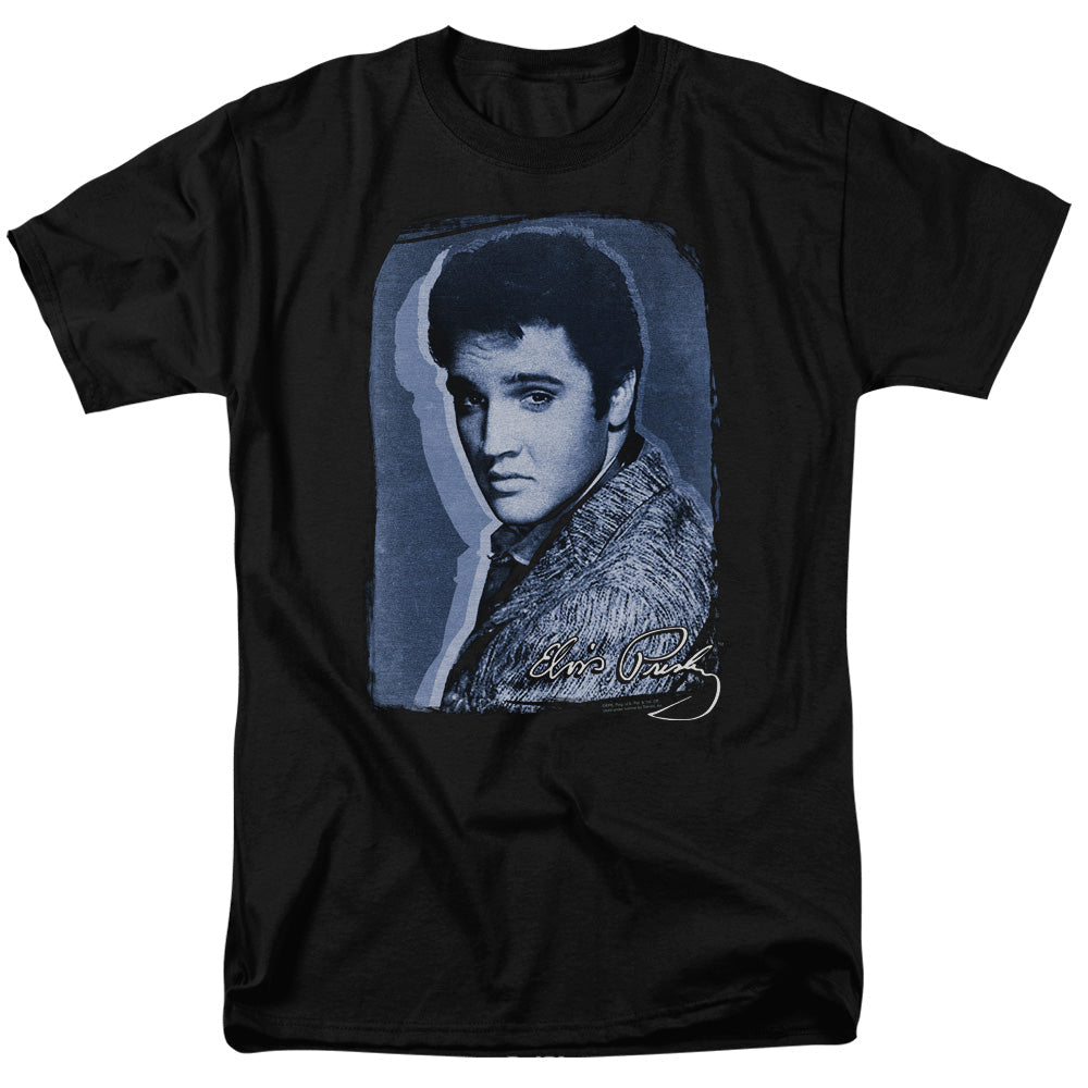 Elvis Presley Overlay Mens T Shirt Black Officially Licensed