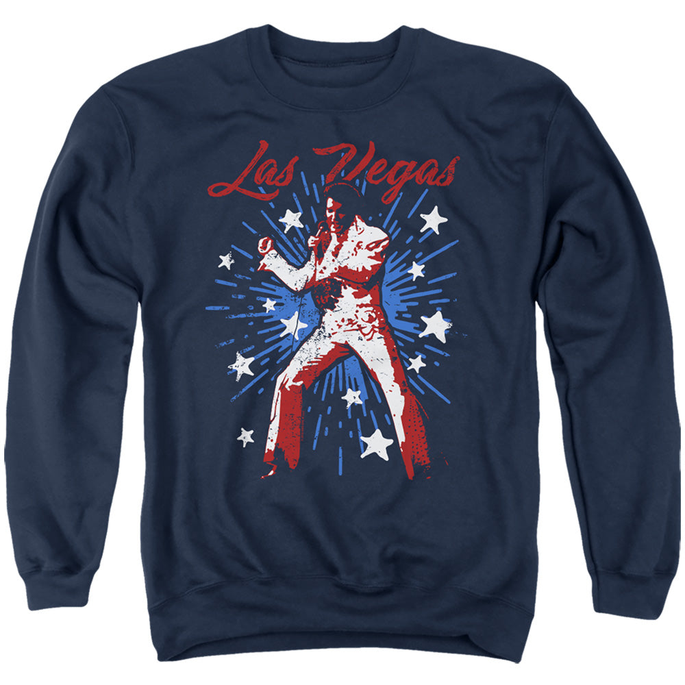 Elvis Presley Vegas Superstar Mens Crewneck Sweatshirt Navy