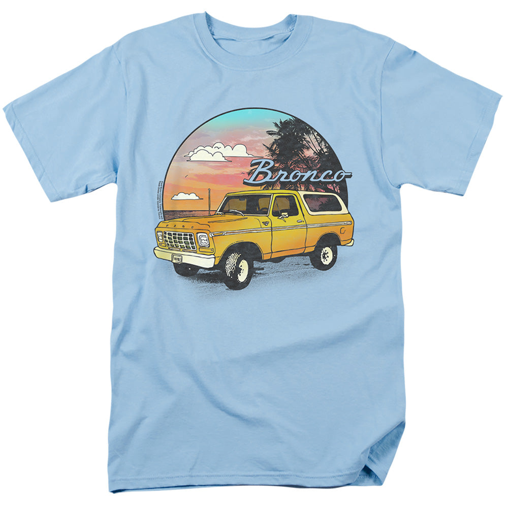Ford Bronco Bronco At The Beach Mens T Shirt Light Blue Officially Licensed