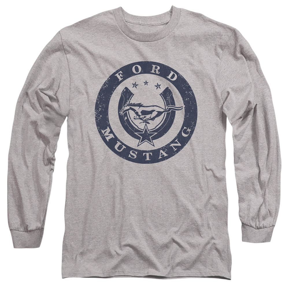 Ford Mustang Lucky Ford Mustang Mens Long Sleeve Shirt Athletic Heather Officially Licensed