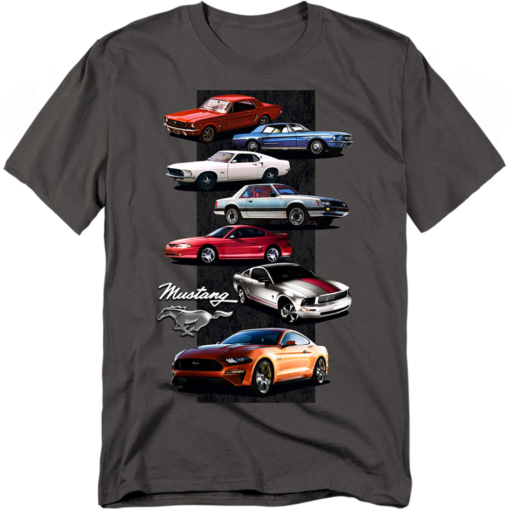 Ford Mustang Mustang Stack Mens T Shirt Charcoal Officially Licensed
