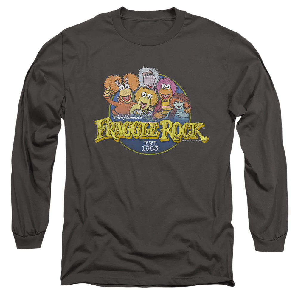 Fraggle Rock Circle Logo Mens Long Sleeve Shirt Charcoal Officially Licensed