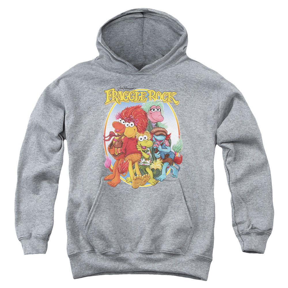 Fraggle Rock Group Hug Kids Youth Hoodie Athletic Heather
