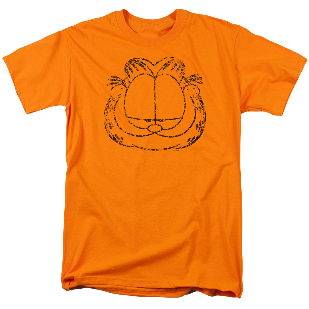 Garfield Smirking Distressed Mens T Shirt Orange Officially Licensed