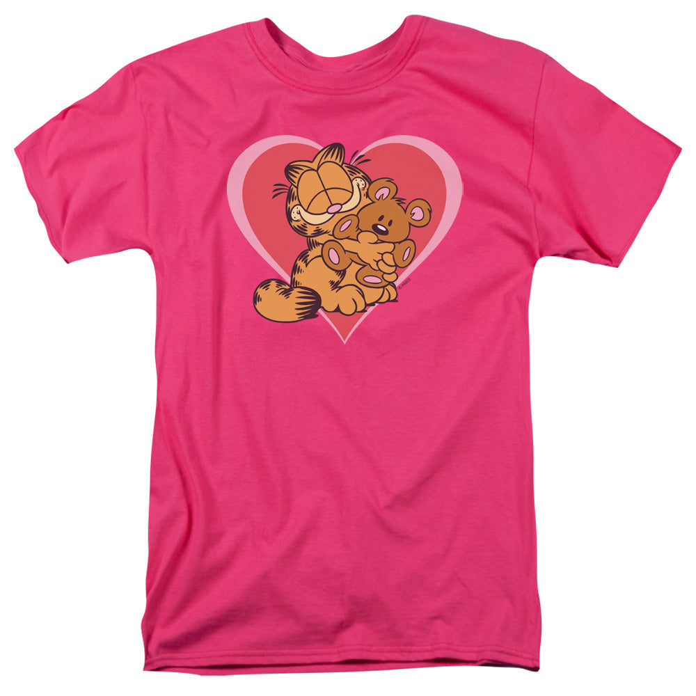 Garfield Cute Ncuddly Mens T Shirt Hot Pink Officially Licensed