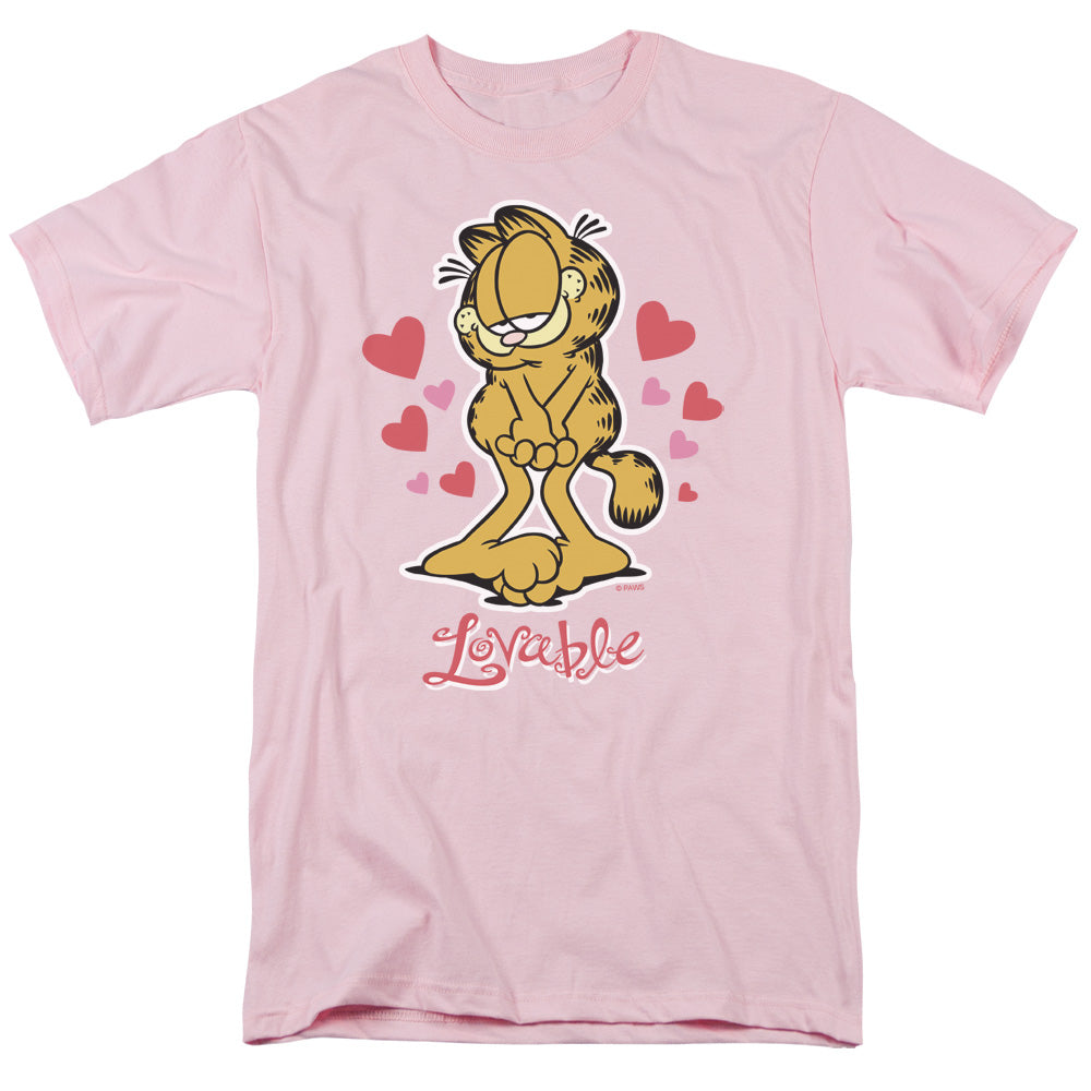 Garfield Lovable Mens T Shirt Pink Officially Licensed